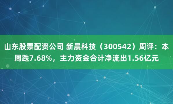 山东股票配资公司 新晨科技（300542）周评：本周跌7.68%，主力资金合计净流出1.56亿元