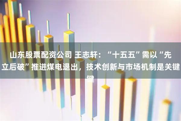 山东股票配资公司 王志轩：“十五五”需以“先立后破”推进煤电退出，技术创新与市场机制是关键